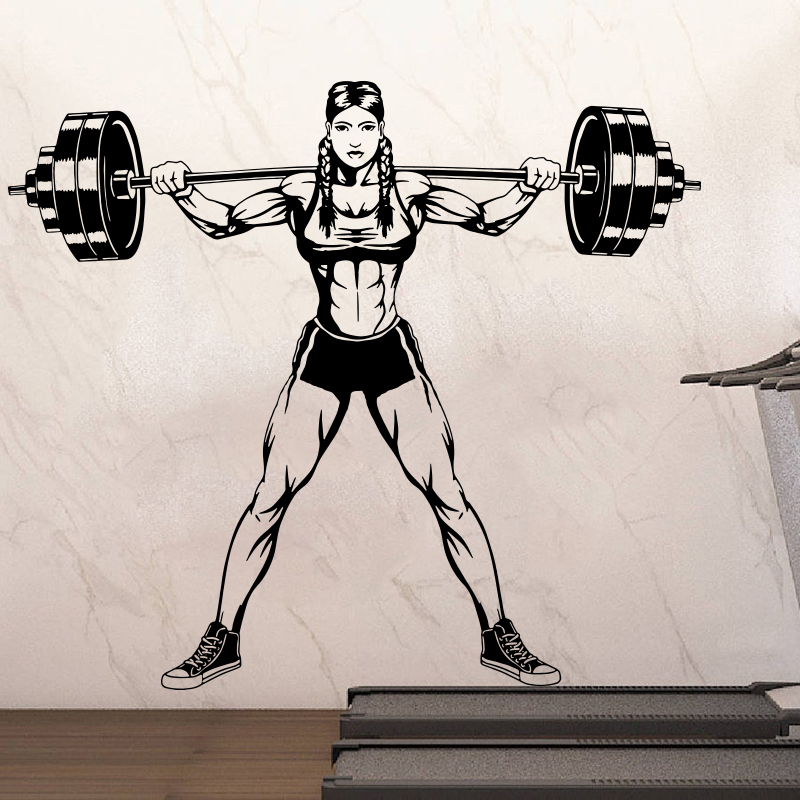 Large Gym Woman Dumbbells Wall - Heavy Equipment Stickers 评论和价格