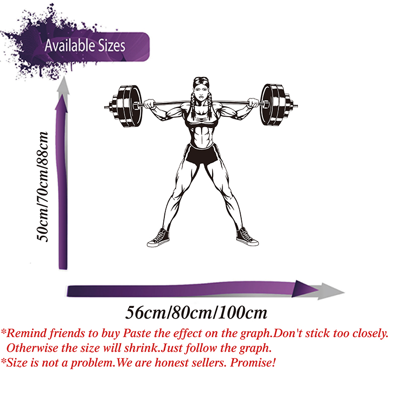 Large Gym Woman Dumbbells Wall - Heavy Equipment Stickers 评论和价格