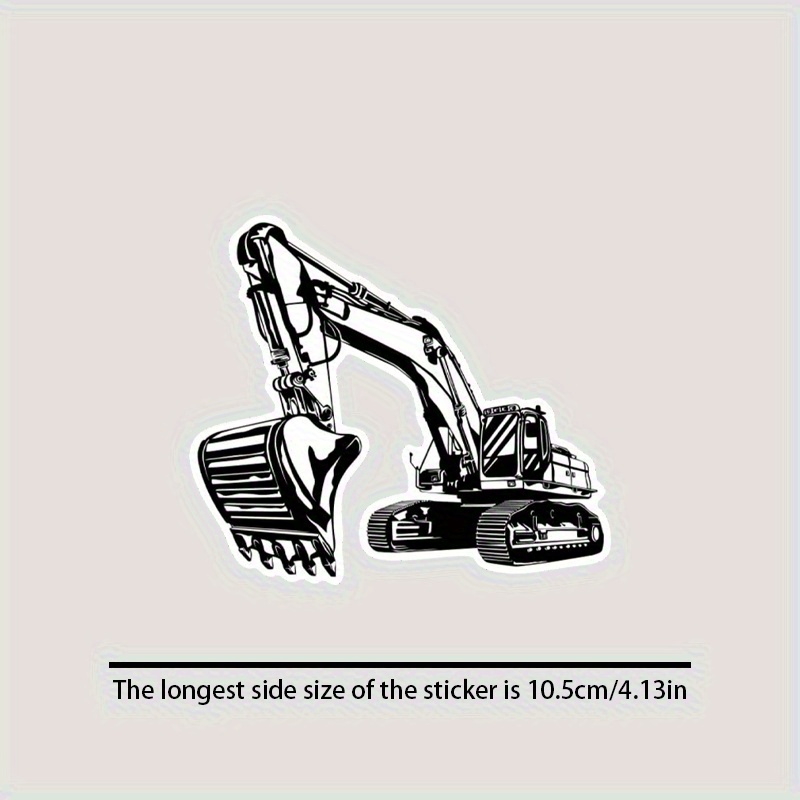 Black White Cartoon Excavator  - Heavy Equipment Stickers 评论和价格