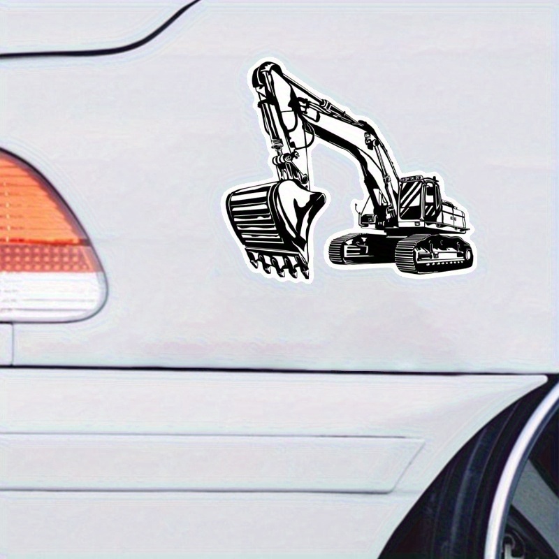 Black White Cartoon Excavator  - Heavy Equipment Stickers 评论和价格